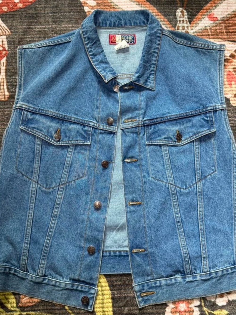 Jordache Blue Denim Vest with Chest Flap Pockets